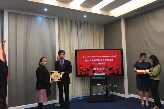 The Signing of Memorandum of Understanding on Teachers and Personnel Development among Institute of Vocational Education, Bangkok; Thailand; Chongqing Technology and Business University;  and Tang Chinese Education Group, China.